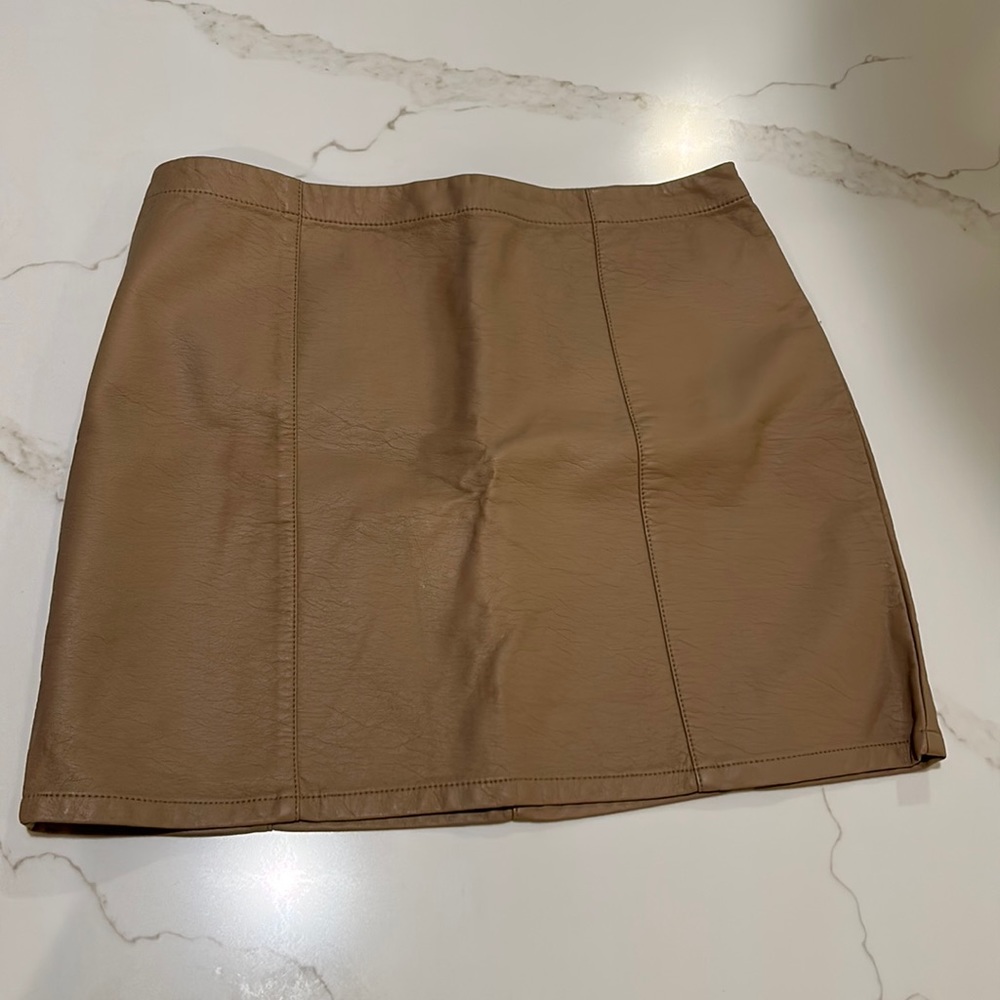 Beige pleather skirt